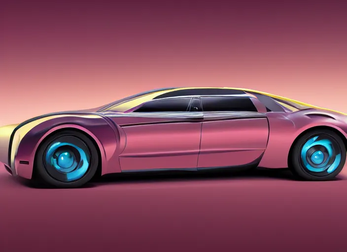 Prompt: wide view shot of anew car for 2 0 3 2. style by petros afshar, christopher balaskas, goro fujita, and rolf armstrong. car design by dmc and gmc.