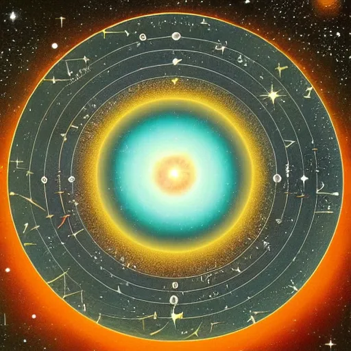 Prompt: a beautiful cosmic diagram that explains the creation of the universe