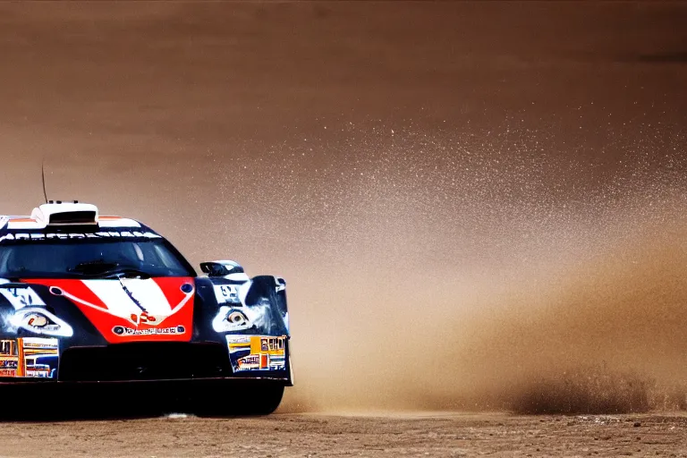 Prompt: mcclaren f 1, dakar rally footage, speed, bladerunner