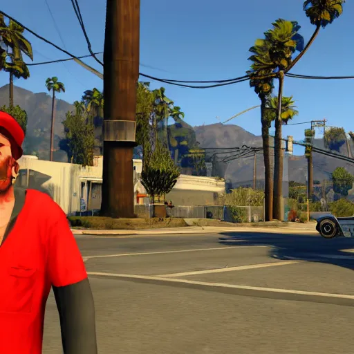 Image similar to GTA V screenshot with mario in it