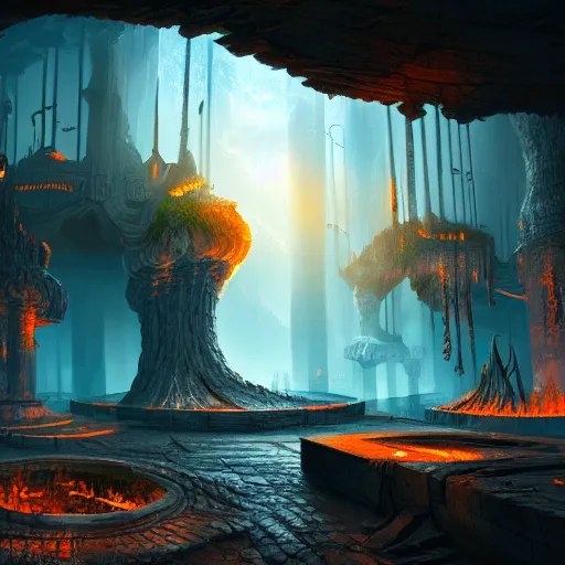 Image similar to beautiful digital fantasy illustration of the forge of worlds, high detail texture, unreal engine, 8k, vivid, intense, Photographic quality, ultra hyper realistic quality, 8k definiton, hyper-realistic, cinematic, cinematic lighting