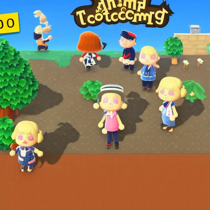 Image similar to donald trump in animal crossing, game screenshot