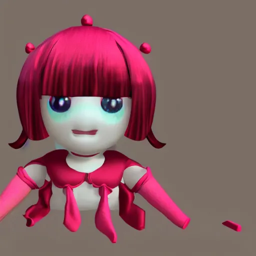 Prompt: cute fumo plush girl who is a glitch with broken textures and a missing mesh, vray