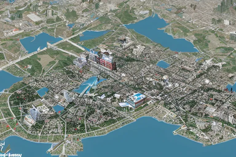 Image similar to Pyongyang if it was a South Korean city, highly detailed