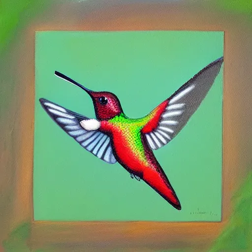 Prompt: painting of a hummingbird, beautiful