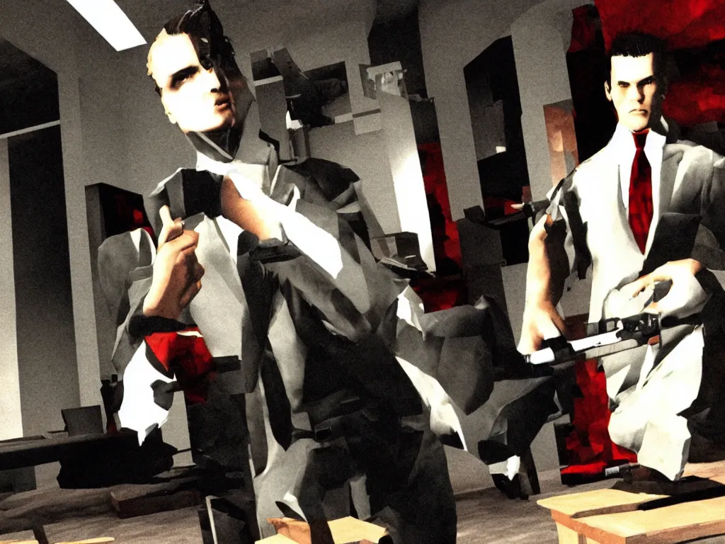 Image similar to American Psycho as a PS1 third person game