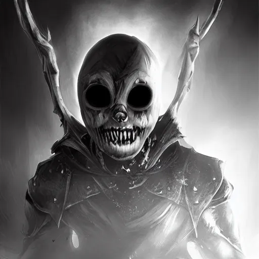 Image similar to photorealistic dark fantasy concept art of nightmare sans with his eye glowing, dynamic lighting, stunning visuals, ray tracing, beautiful scenery, cinematic, full body portrait, ultra detailed, hyper detail, stunning detail