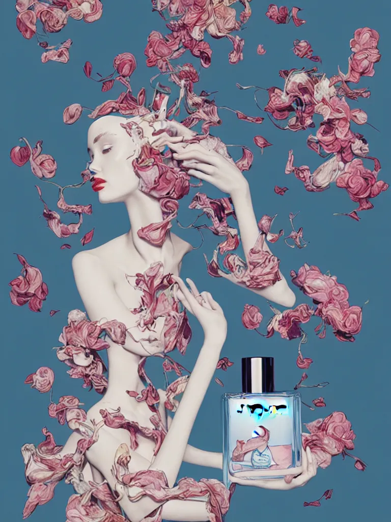 Prompt: fragrance advertising campaign by james jean