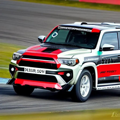 Prompt: GT4 4Runner black plain livery simple mono color, racing on track photo 2022