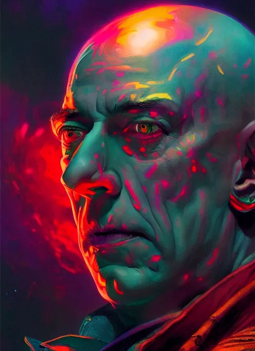 A psychedelic portrait of evil jeff bezos looking up | Stable Diffusion ...