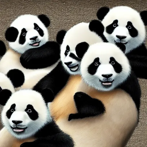 Image similar to TOO MANY PANDAS