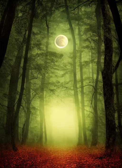 Image similar to thriller book cover of a forest with moon, realistic concept, unsplash photography, shutterstock, getty images, highly detailed digital art, artstation