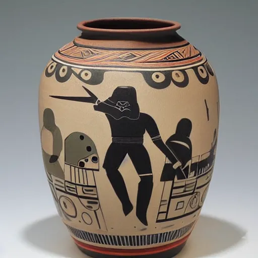 Image similar to star wars as greek pottery art