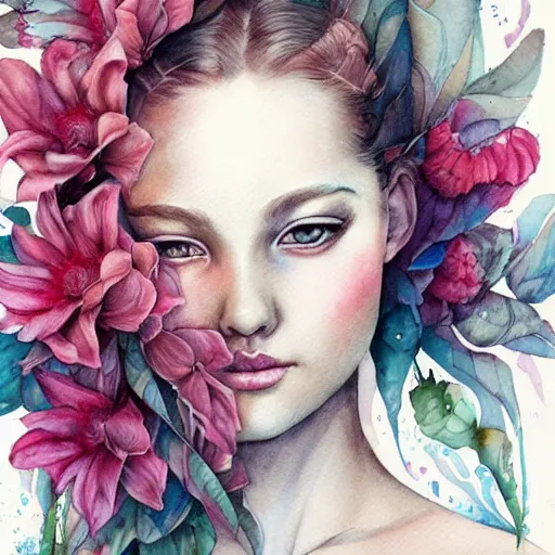 Prompt: watercolor flower by anna dittmann, by marco mazzoni, by eiko, n 9