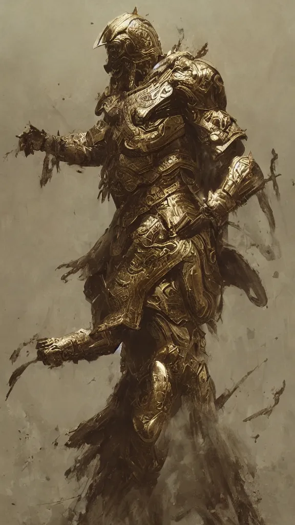 Image similar to zeus god, wearing thunder armor, greek ornamented armor, beksinski, ruan jia, weta workshop concept art