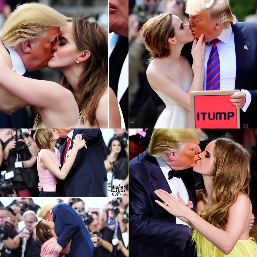 Prompt: Donald Trump kissing emma Watson 8k, DSLR