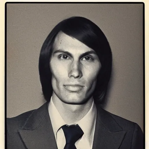 Image similar to A photograph portrait of Jerma985 with short-medium length hair a combover wearing early 1970s menswear in the early 1970s, taken in the early 1970s, grainy, taken on a 1970s Polaroid Camera, realistic, hyperrealistic, very realistic, highly detailed, very detailed, extremely detailed, detailed, digital art, trending on artstation, colorized photo