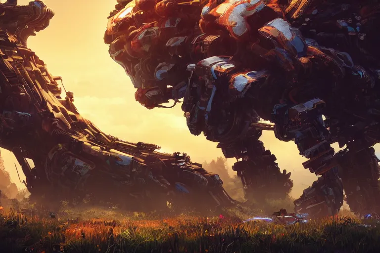 Image similar to snapmaw machine mecanical creature robot of horizon forbidden west horizon zero dawn bioluminiscence global illumination ray tracing hdr fanart arstation by ian pesty and alena aenami artworks in 4 k