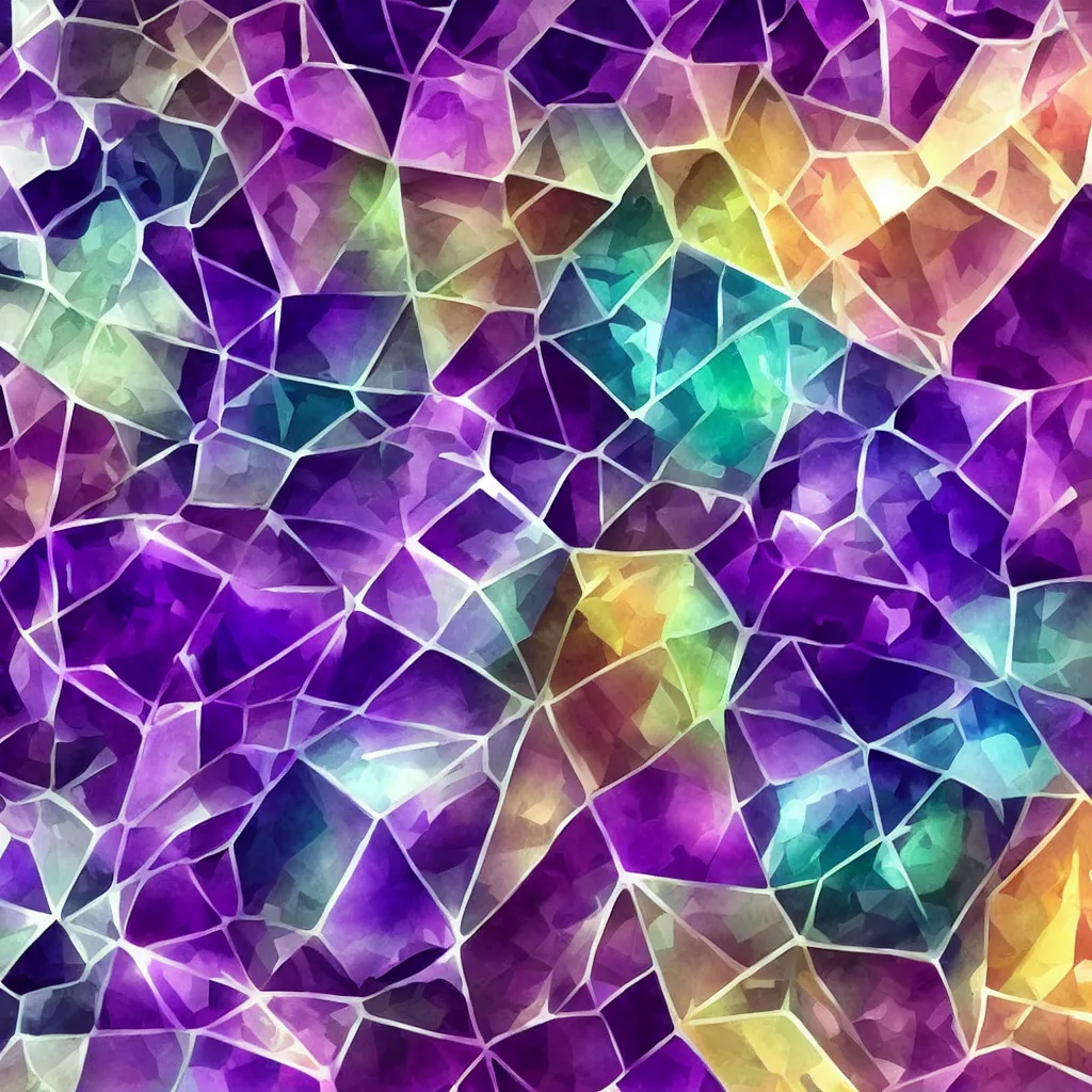 Image similar to amethyst geo gemstone prism multicolor gold liquid emeraud pearl quartz saphir grenat fluorite stylized digital illustration video game icon