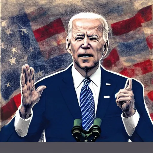 Image similar to : president biden with occulas on, digital art, illustration, art station