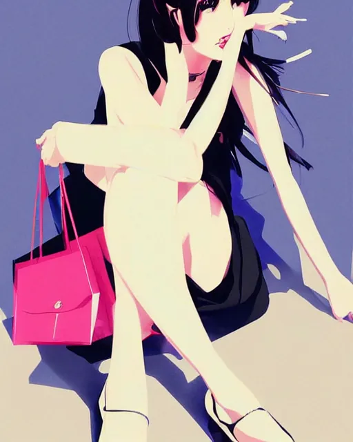 Image similar to cute girl wearing high heel with shopping bags. full - length | very very anime!!!, fine - face, audrey plaza, realistic shaded perfect face, fine details. anime. very strong realistic shaded lighting poster by ilya kuvshinov katsuhiro otomo ghost, magali villeneuve, artgerm, jeremy lipkin and michael garmash and rob rey