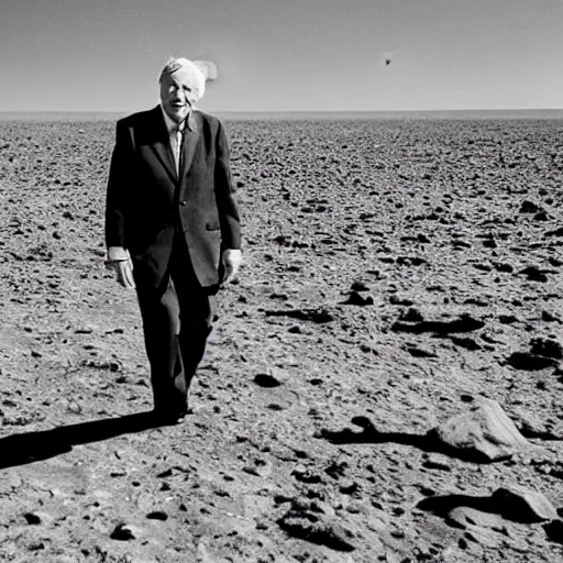 Prompt: david attenborough walking on the surface of the sun