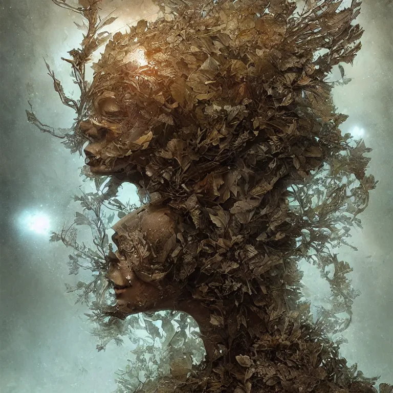 Prompt: dusty, underwater,!! bokeh, old tintype, realistic armoured tree made of leaves, dramatic light, dystopian environment, intricate, elegant, highly detailed, headdress, artstation, sharp focus, artgerm, tomasz alen kopera, peter mohrbacher, donato giancola, boris vallejo, frank frazetta