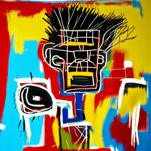 Prompt: new painting by jean michel basquiat and 3 d render