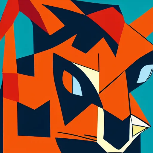 Prompt: Cubist Style Vector Fox Art