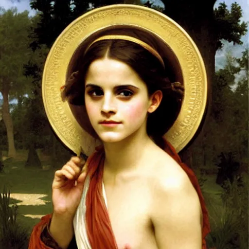 Prompt: emma watson as a greek goddess, painting by william adolphe bouguereau