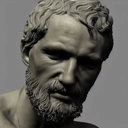 Image similar to renaissance philosophical sculpture, highly detailed, photorealistic portrait, bright studio setting, studio lighting, crisp quality and light reflections, unreal engine 5 quality render