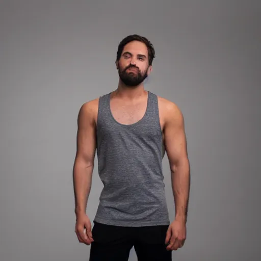 Image similar to photo of the ideal male body, clothed in a tank top