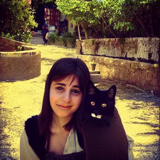 Prompt: “ a turkish girl called lia with her cat ”