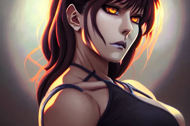 Image similar to a portrait of revy from black lagoon manga, symmetrical eyes, symmetrical face, art by lois van baarle and loish and ross tran and rossdraws and sam yang and samdoesarts and artgerm, digital art, highly detailed, intricate, sharp focus, trending on artstation hq, deviantart, unreal engine 5, 4 k uhd image