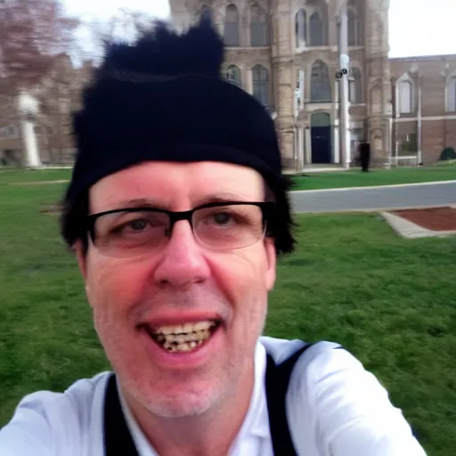 Prompt: My university professor's accidental selfie on an iPhone