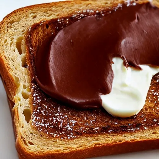 Prompt: a piece of toast slathered with Nutella