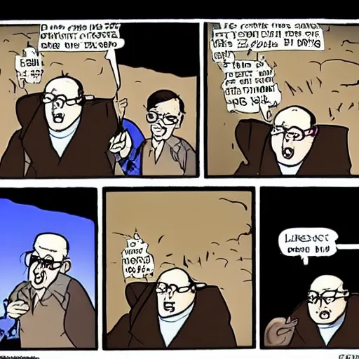 Image similar to uncle junior soprano screaming about the eternal fires of hell cartoon strip