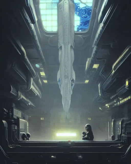 Image similar to Full shot of a spaceship squid defined factory features, intricate abstract. cyberpunk, symmetrical design features. By Richard Corben By Ruan Jia and Artgerm and Range Murata and WLOP and Ross Tran and William-Adolphe Bouguereau and Beeple. Key Art. Fantasy Illustration. award winning, Artstation, intricate details, realistic, Hyperdetailed, clean ink detailed line drawing, 8k resolution.