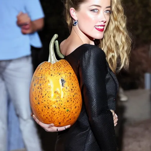 Image similar to amber heard emerging from inside a gourd