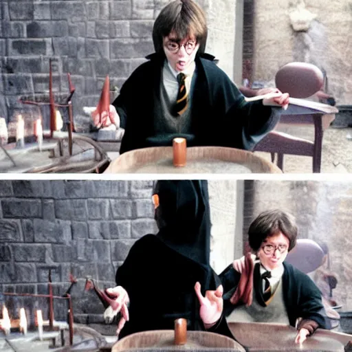 Image similar to Harry Potter’s less talented cousin Larry Potter doing a magic trick