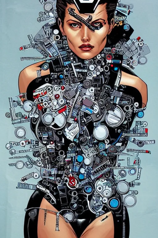 Prompt: a portrait of a beautiful cybernetically enhanced woman, by marvel comics and sandra chevrier