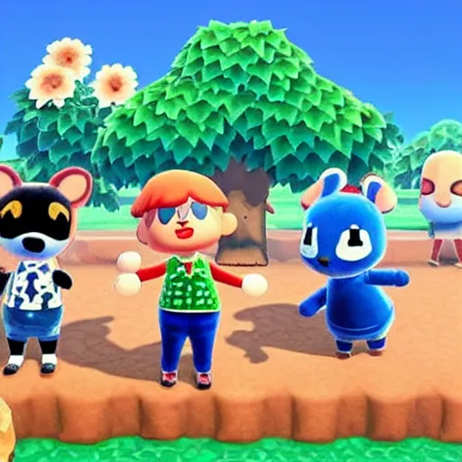 Prompt: animal crossing crip gang