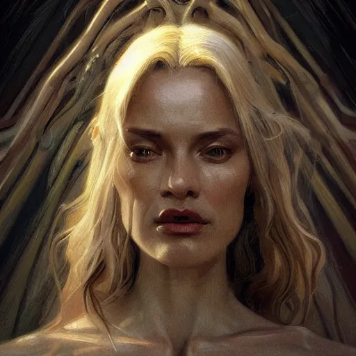 Prompt: Shelly Twin peaks, physically accurate, moody dynamic lighting, intricate, elegant, highly detailed, digital painting, artstation, HR GIGER, Hieronymus Bosch, Francis Bacon, concept art, smooth, sharp focus, illustration, art by artgerm and greg rutkowski and alphonse mucha