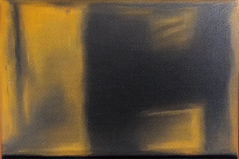 Image similar to oil painting, black square on canvas