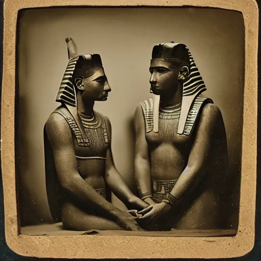 Image similar to Ancient Egyptian village, tintype photography, 2000 BC, ancient photography