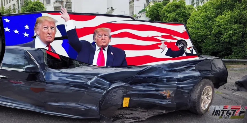 Prompt: trump, putin, anime car wrap