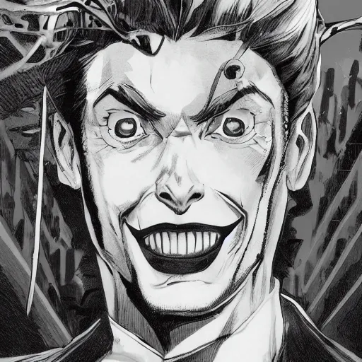 Image similar to handsome male vampire, symmetrical face, evil grin, cinematic, dramatic, super detailed and intricate, 4 k render, by koson ohara, by darwyn cooke, by satoshi kon