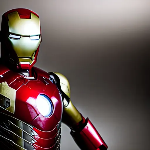 Image similar to medieval iron man suit. studio photography