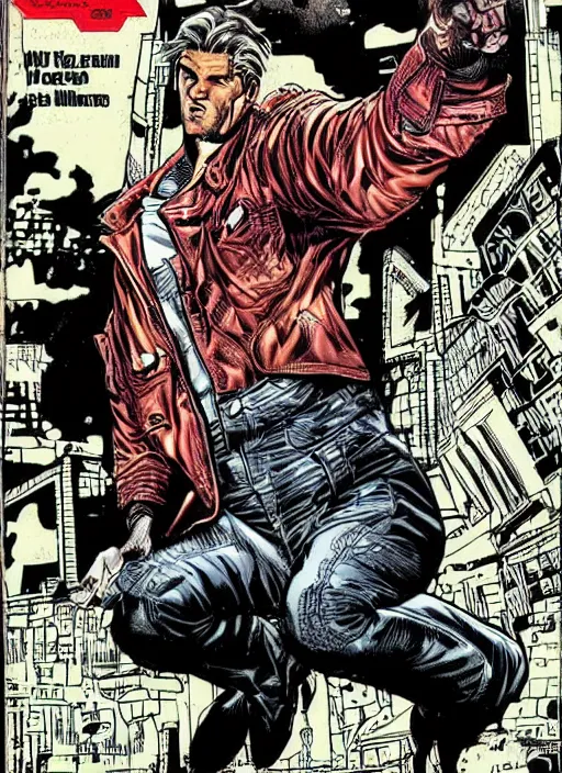 Image similar to 1 9 9 8 issue of comic cover depicting jack hawksmoor by warrin ellis and bryan hitch, masterpiece ink illustration,