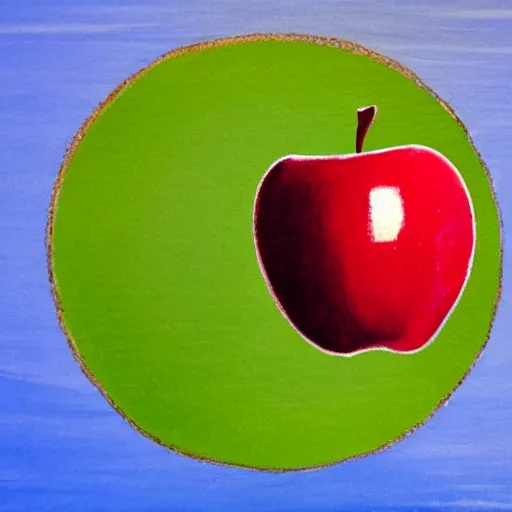 Prompt: red apple on top of the blue apple